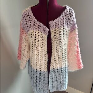 Handmade Colorful Women's Open Knit Sweater. Fits M-xl